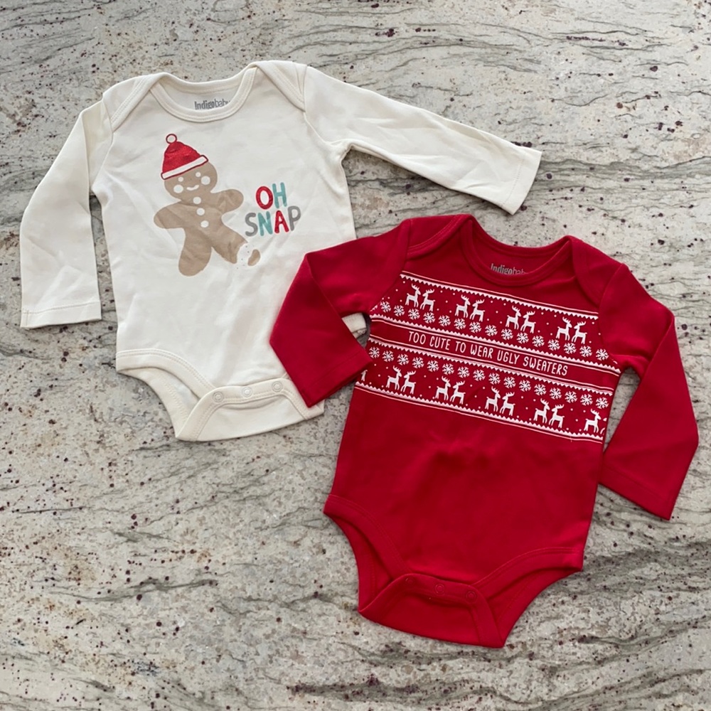 Indigobaby Long Sleeve Holiday Onesie Set 0-3M